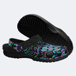 Neon Blue Green Psychedelic Moth Clogs
