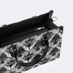 Retro Gothic Black Stripe Lace - Leather Handbag