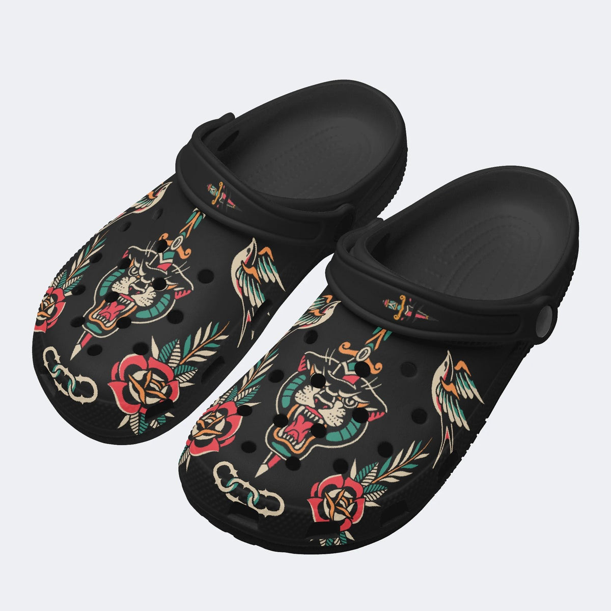 Retro Panther And Bird Print - Slippers/Sandals