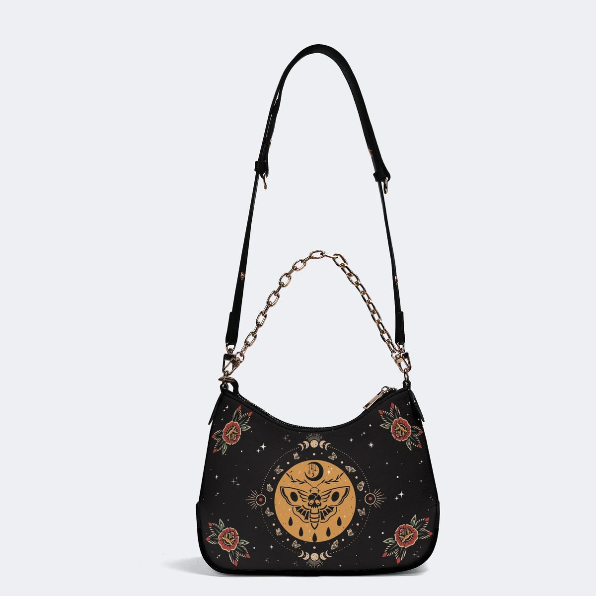 Moths Under The Moon - Leather Crossbody Bag