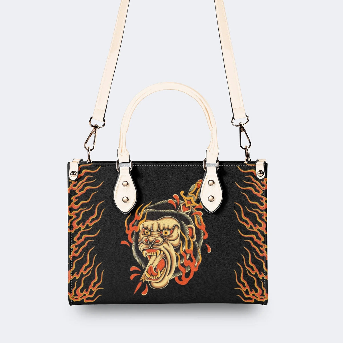 Unisex Monkey Print - Leather Handbag