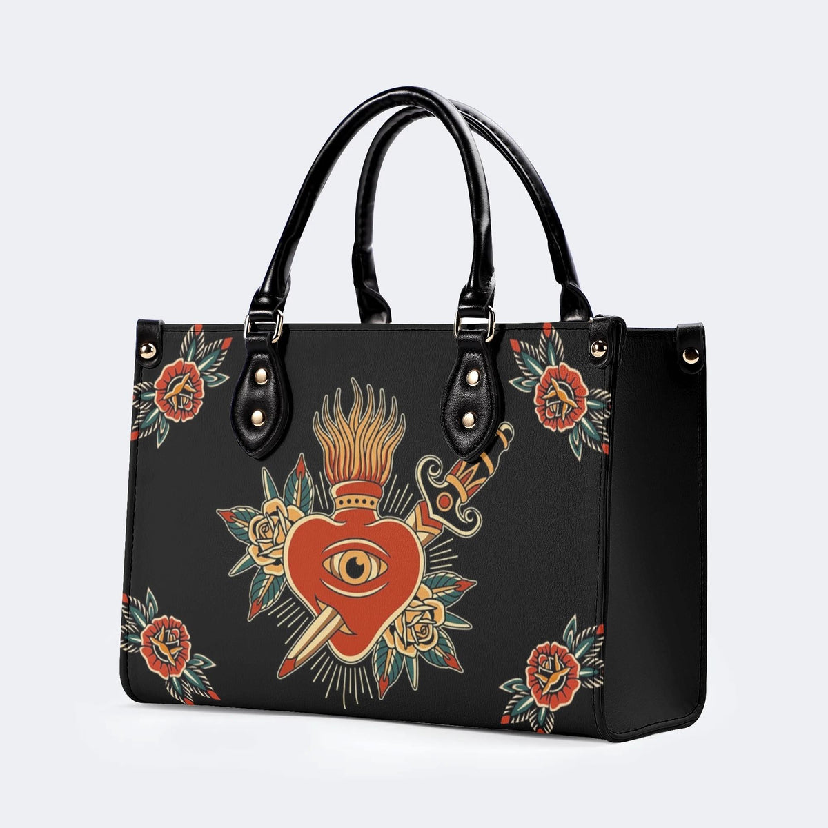 Flaming Heart Art Print - Leather Handbag