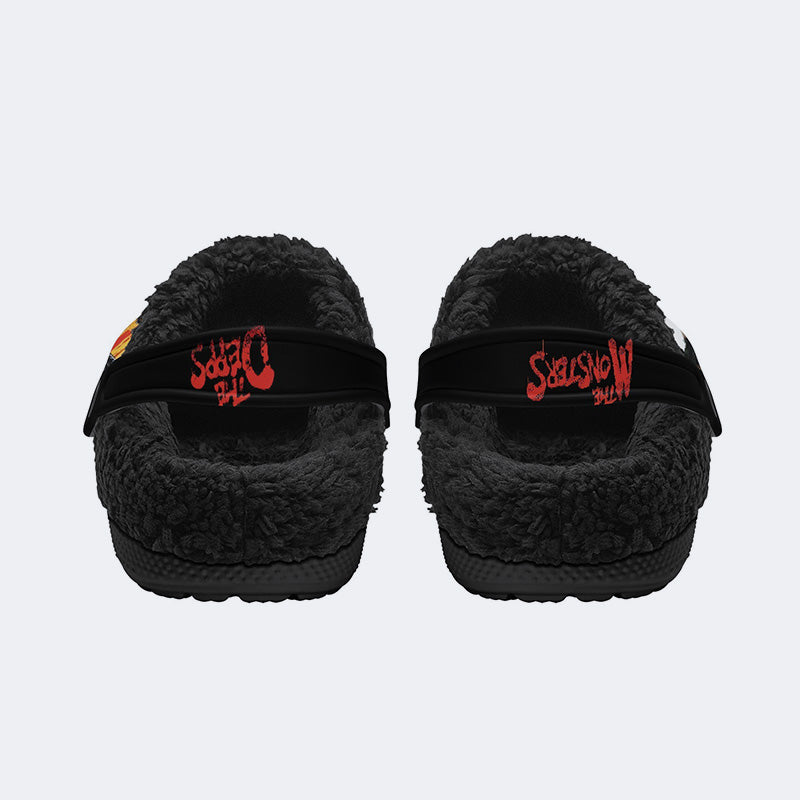 The Monsters Print - Fur Lined Slippers/Sandals