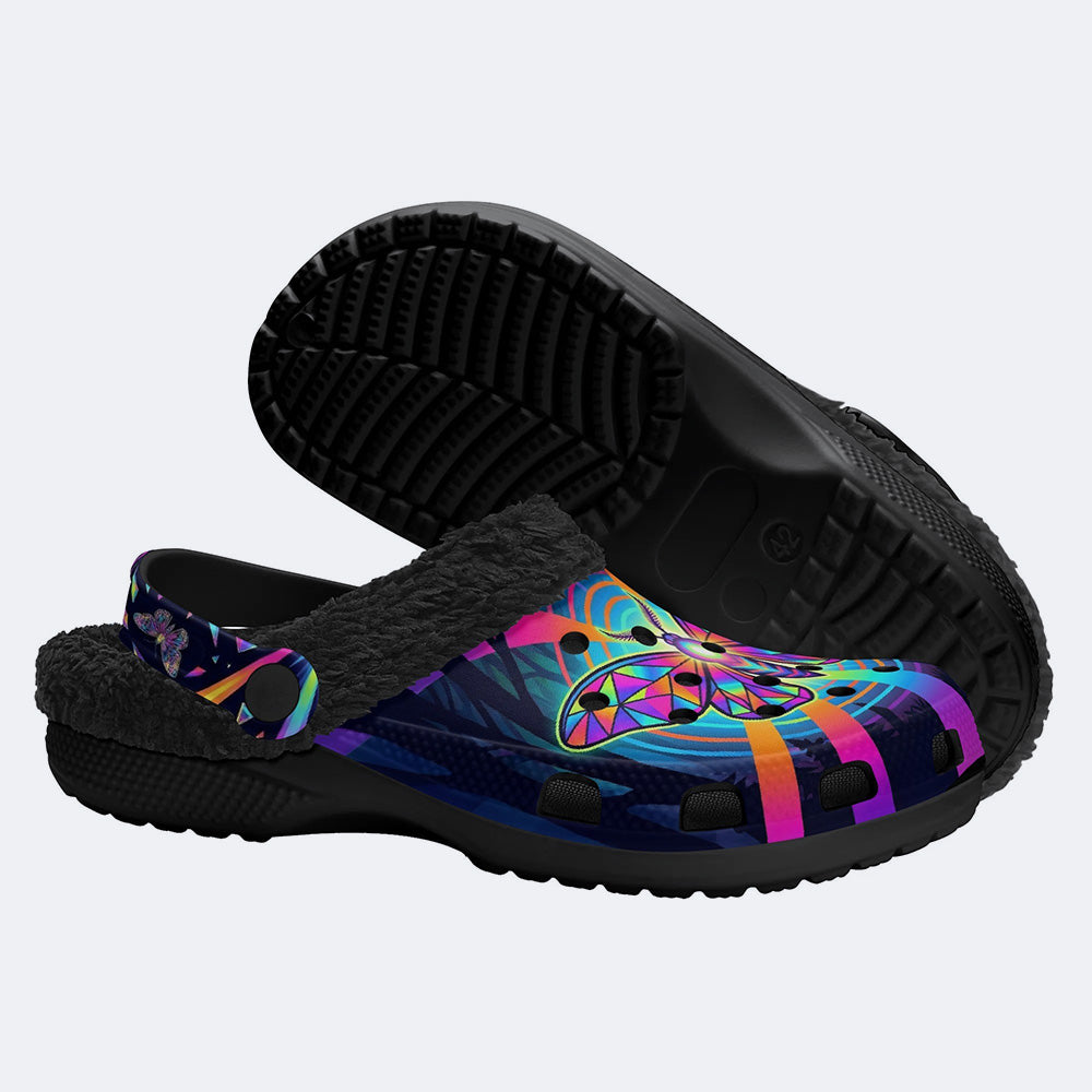 Kaleidoscope Mirror Moth Fleece-Lined Clogs