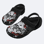 Dark Magic Death Moth Print Fleece-Lined Clogs