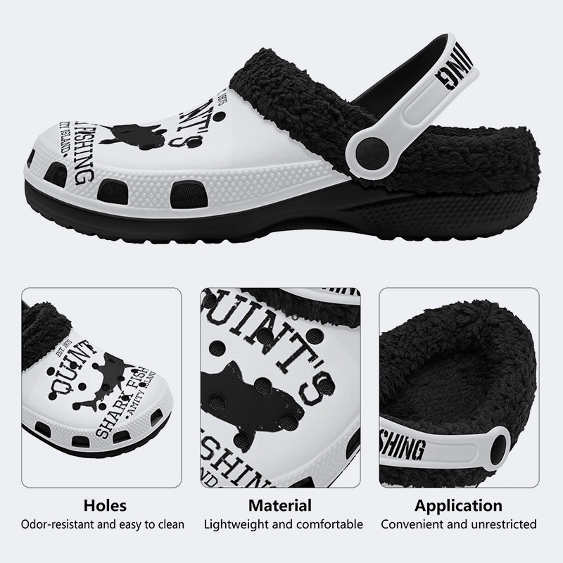 Quint's Shark Fishing Jaws Print - Fur Lined Slippers/Sandals