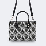 Retro Gothic Black Stripe Lace - Leather Handbag