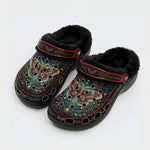 Psychedelic Forest Moth Print Fleece-Lined Clogs