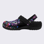Psychedelic Mushroom Forest Moth Print Fleece-Lined Clogs