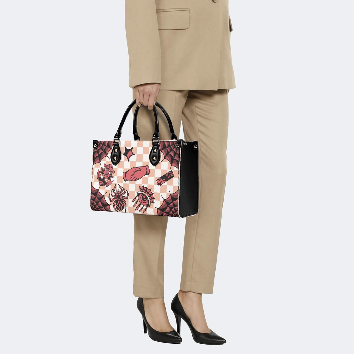 Gothic Tattoo Print - Leather Handbag