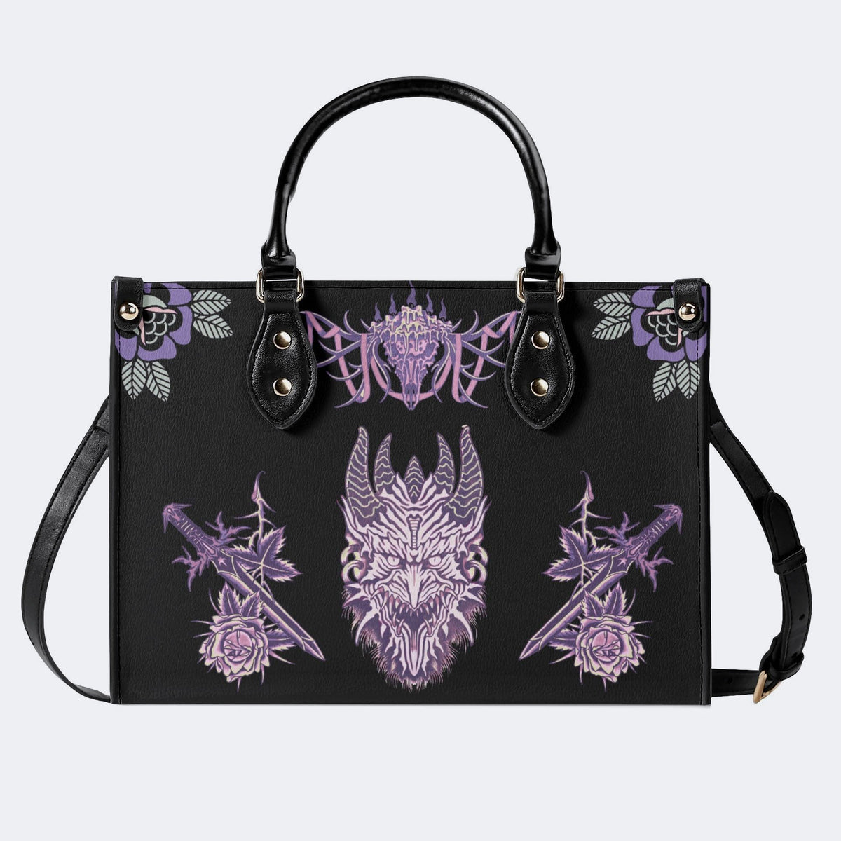 Unisex Devil Art Print - Leather Handbag