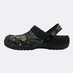 Psychedelic Mushroom Forest Moth Retro Print Fleece-Lined Clogs