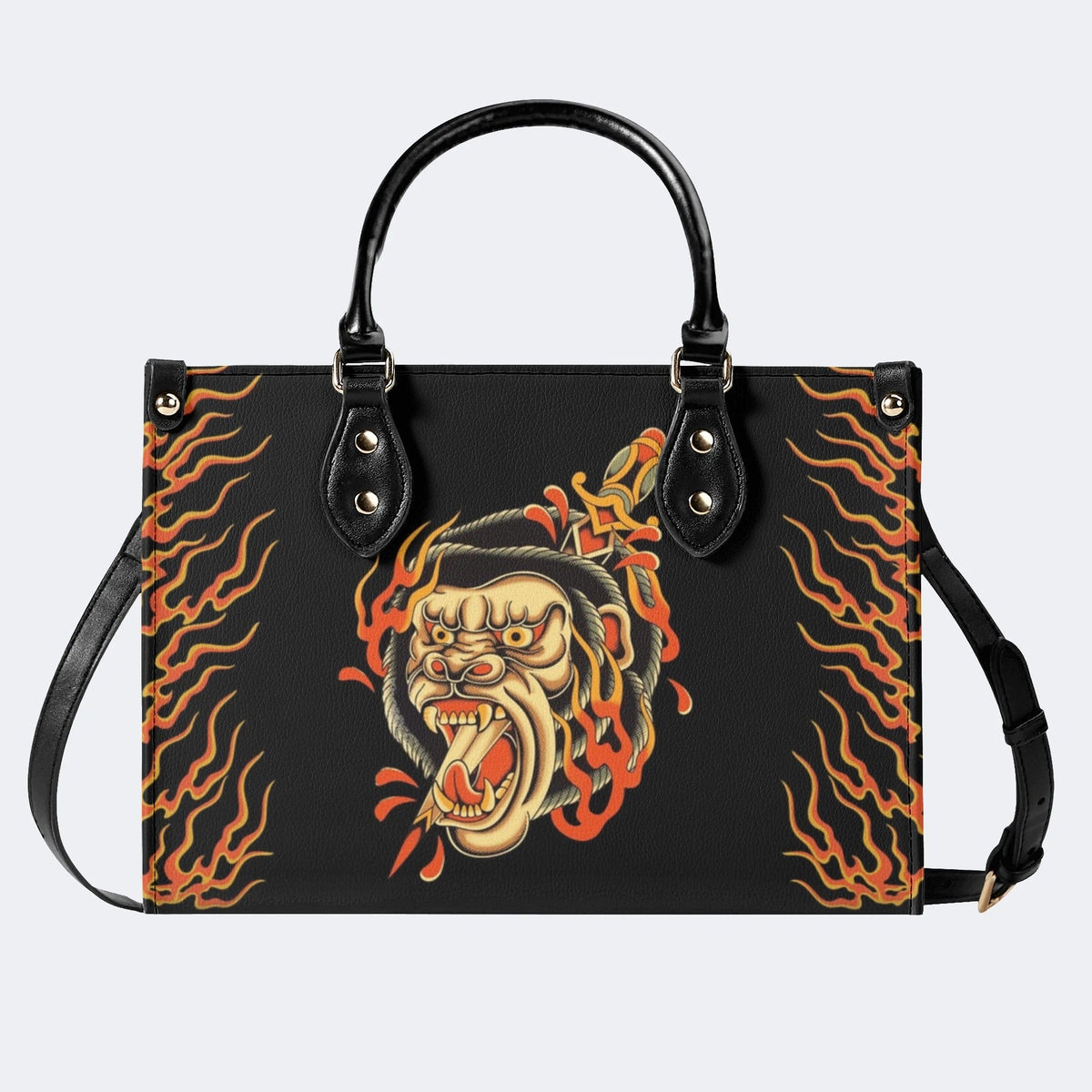 Unisex Monkey Print - Leather Handbag