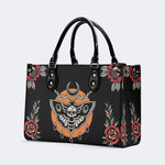 Death Moth Vintage Print - Leather Handbag