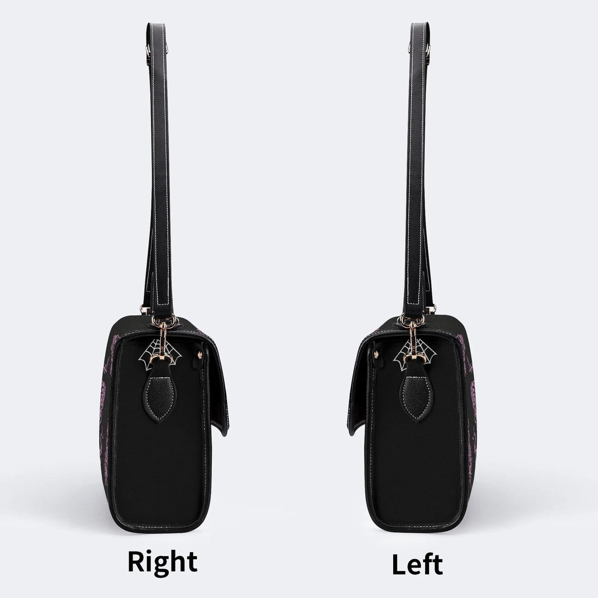 Classic Purple Death Moth Vintage Print - Leather Satchel Bag