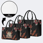 Japanese Style Frog Print - Leather Handbag