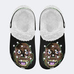 Unisex More Brains Print - Fur Lined Slippers