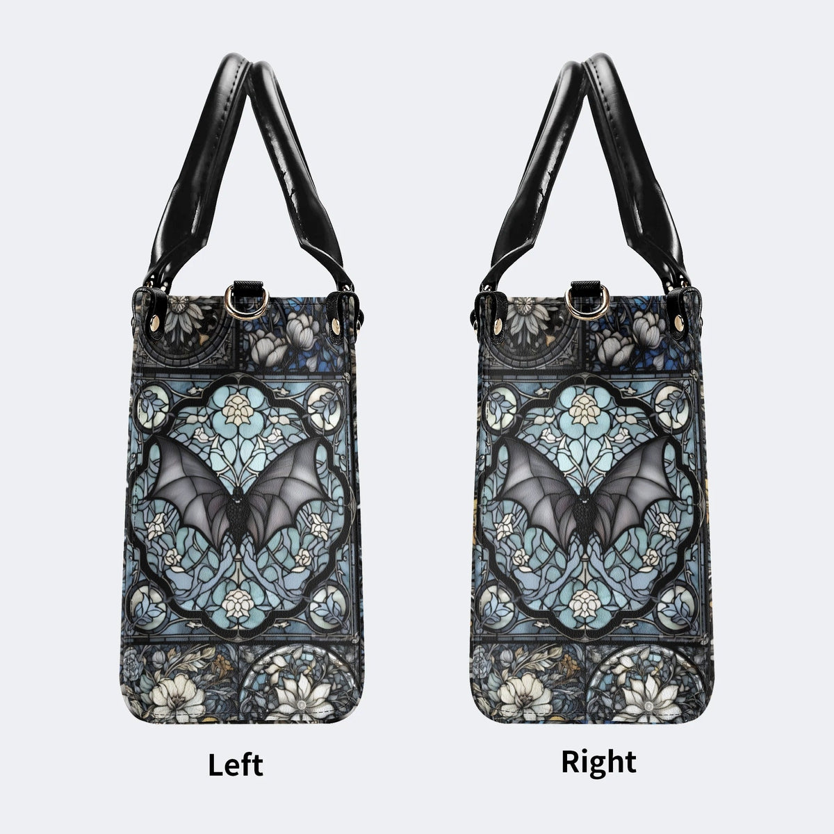 Gothic Bat Print - Leather Handbag