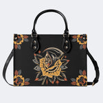 Grim Reaper Flowers Print - Leather Handbag