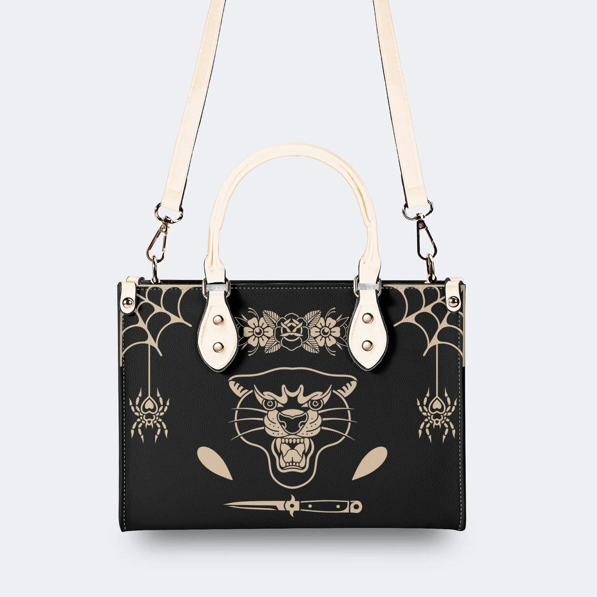 Unisex Tiger Print - Leather Handbag