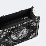 Tarot Skull Butterfly Print - Leather Handbag