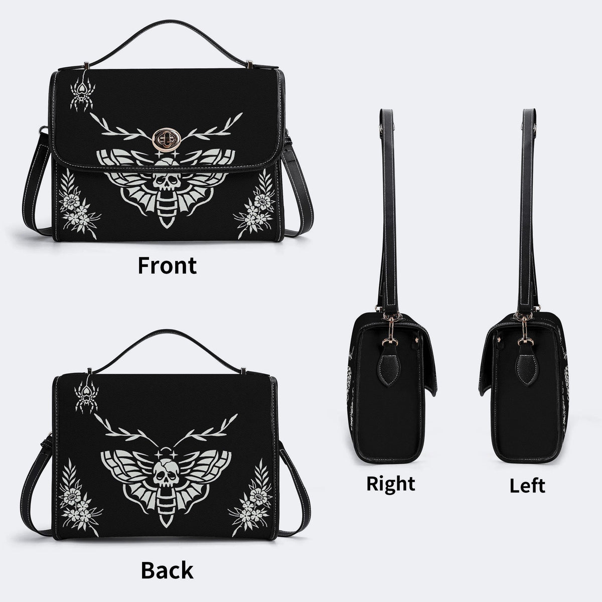 Death Moth Vintage Print - Leather Satchel Bag