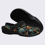 Psychedelic Mushroom Forest Moth Retro Print Fleece-Lined Clogs