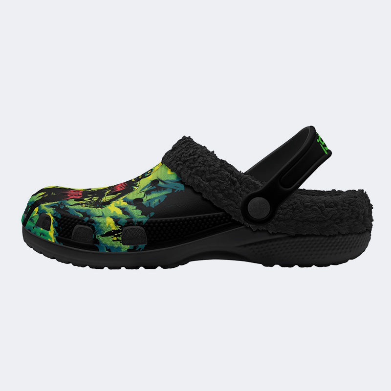 Unisex More Brains Print - Fur Lined Slippers/Sandals