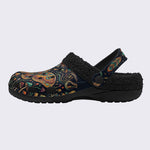Psychedelic Mushroom Forest Moth Retro Print Fleece-Lined Clogs