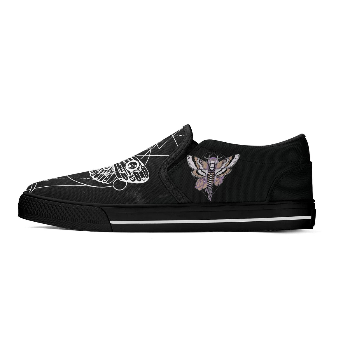 Unisex Death Moth&Skull - Slip On Shoes