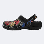 Irezumi Peonies and Cranes Print Fleece-Lined Clogs