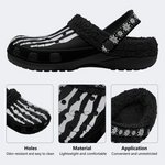 Skeleton Toes Skull Print - Fur Lined Slippers/Sandals