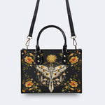 Sun And Moth Print - Leather Handbag