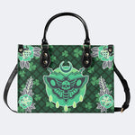Green Plaid Death Moth - Leather Handbag