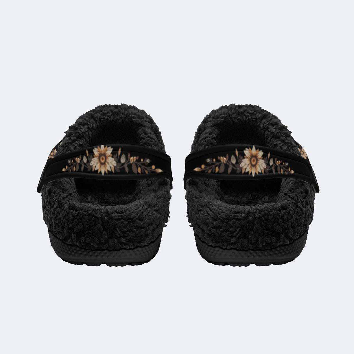 Vintage Moth Floral Print - Fur Lined Slippers/Sandals