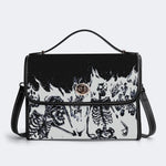 Horror Skull Print - Leather Satchel Bag