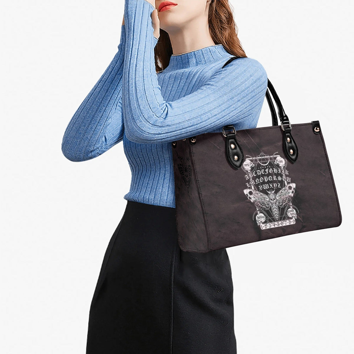 Vintage Death Moth Print - Leather Handbag