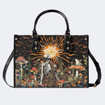 Sun Over The Mushroom Bush - Leather Handbag