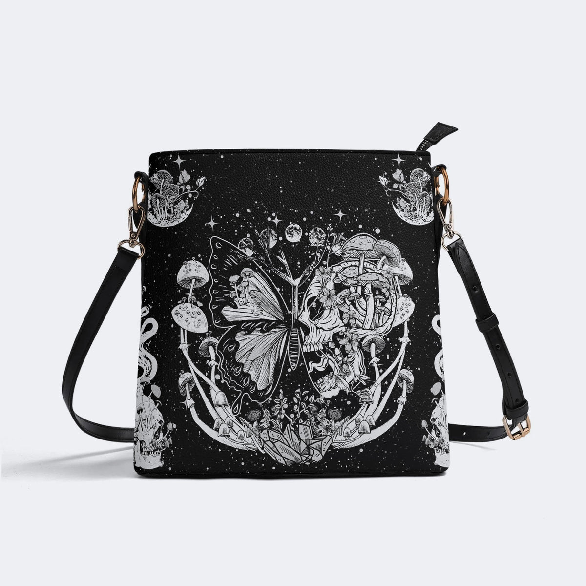 Tarot Skull Butterfly Print - Bucket Bag