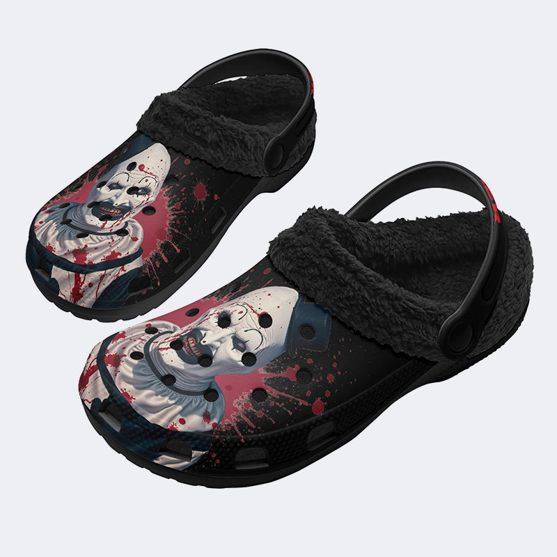Unisex Horror Terrifier Print - Fur Lined Slippers/Sandals