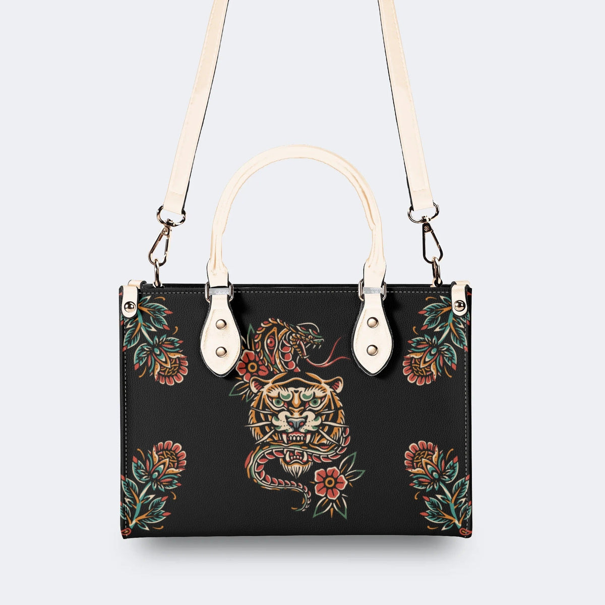 Snake&Tiger Print - Leather Handbag