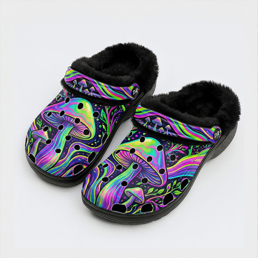 Psychedelic Mushroom Forest Fleece-Lined Clogs