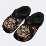 Death Moth Retro Print - Fur Lined Slippers/Sandals