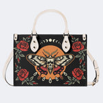 Rose Death Moth Art Print - Leather Handbag