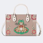 Lucky Cat Print - Leather Handbag