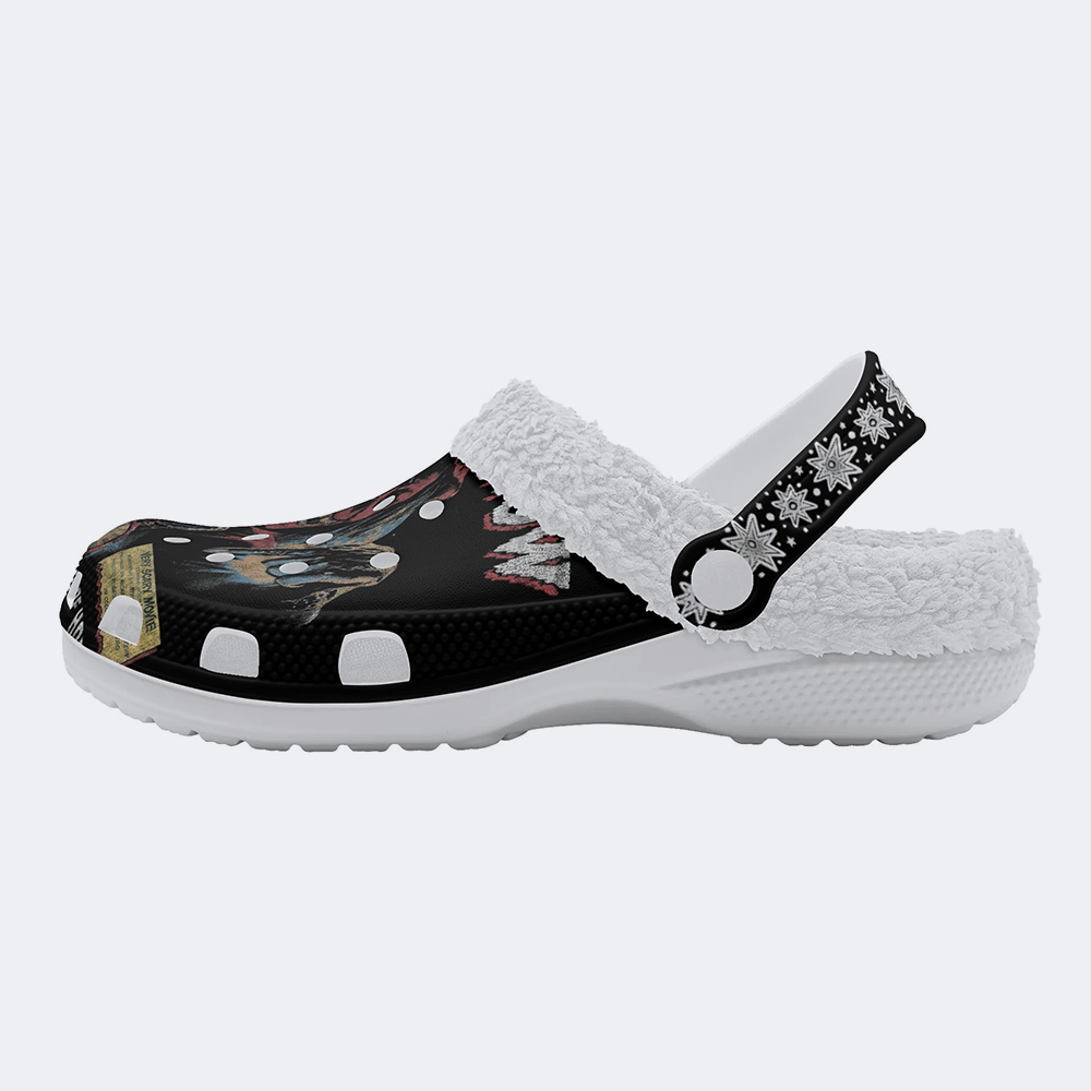 Horror Movie Vintage Graphic - Fur Lined Slippers/Sandals