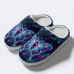Cosmic Nebula Moth Print Fleece-Lined Slippers