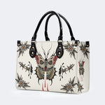 Death Moth And Flowers - Leather Handbag