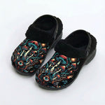 Strange Mushroom Print Fleece-Lined Clogs