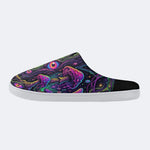 Psychedelic Mushroom Forest Print Fleece-Lined Slippers